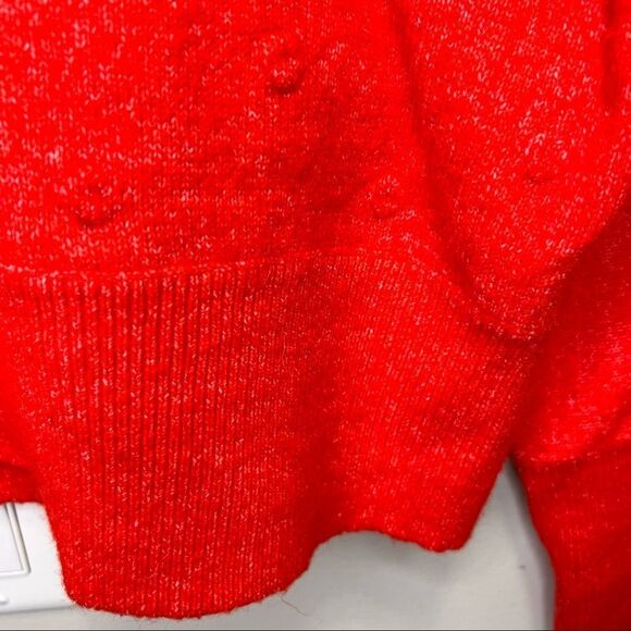 Wearing  Your Heart on Your Sleeve Red Alpaca Blend Bobble Sweater Size Medium - Picture 6 of 10